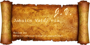 Jaksics Valéria névjegykártya